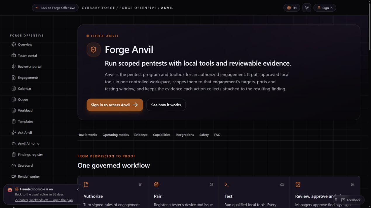 Cybrary Forge product screen